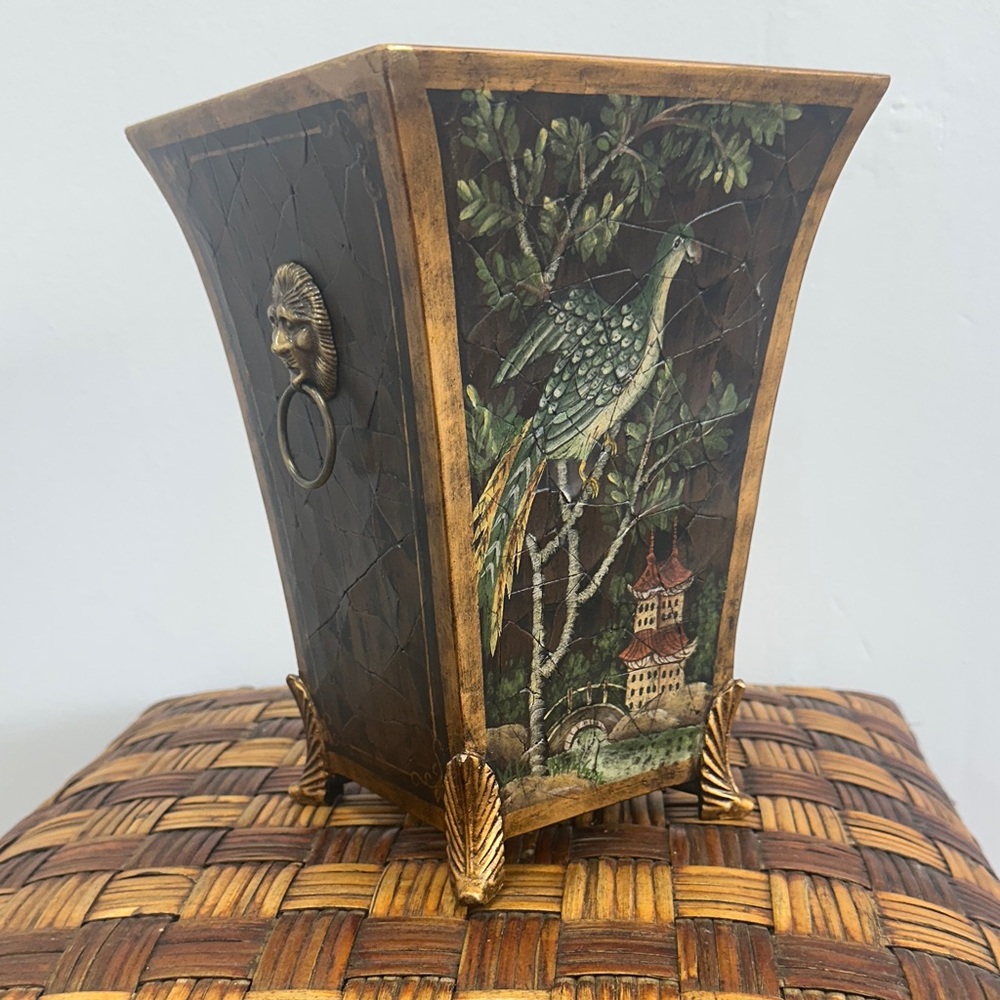 Decorative Vase with Bird and Castle Design